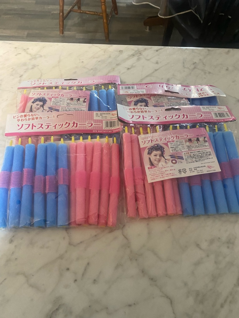 Soft Foam Hair Rollers Set — Blue & Pink
